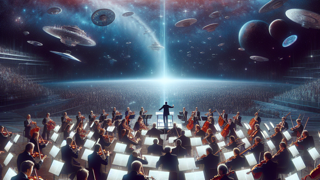 Anlässlich des 200. Geburtstags von Johann Strauss Sohn schicken der WienTourismus und die European Space Agency (ESA), unterstützt von den Wiener Symphonikern, den berühmten Donauwalzer auf eine Odyssee ins Weltall.  | Bildquelle: BR / wurde mit KI-Unterstützung erstellt