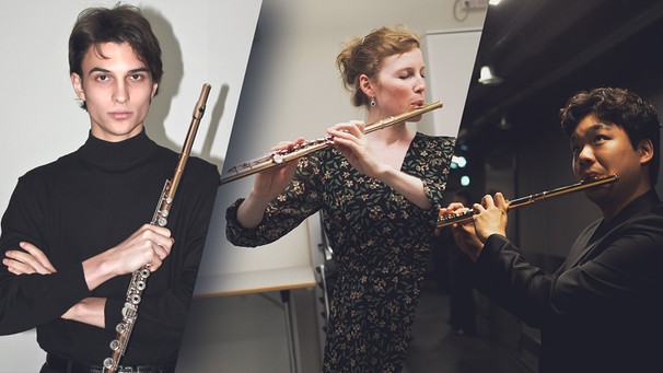 Finale Flöte: Mario Bruno, Leonie Virginia Bumüller, Yubeen Kim (v. l. n. r.) | Bild: A. Birkenholz und privat