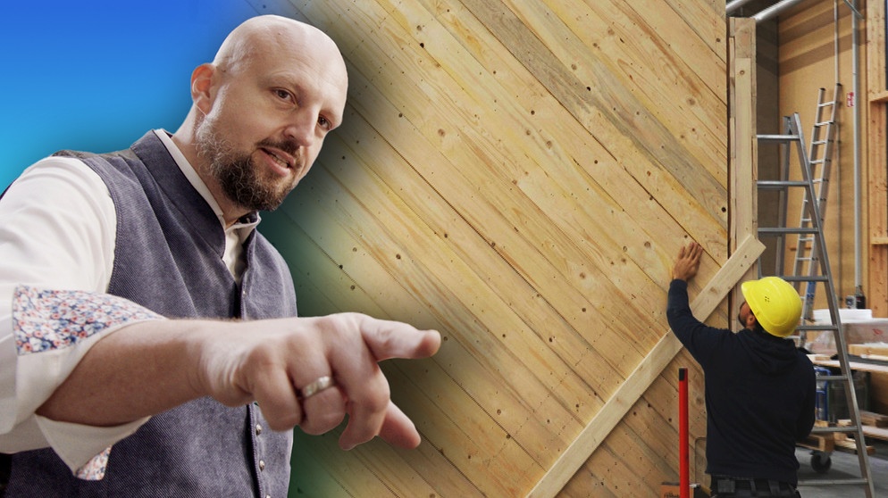 Bildcollage Kai Osterminski von der TU München zeigt auf Holzbau als Alternative zu Beton. Klimafreundliche Baustoffe sind eine klimaschonende Alternative zu Beton.  | Bildquelle: BR