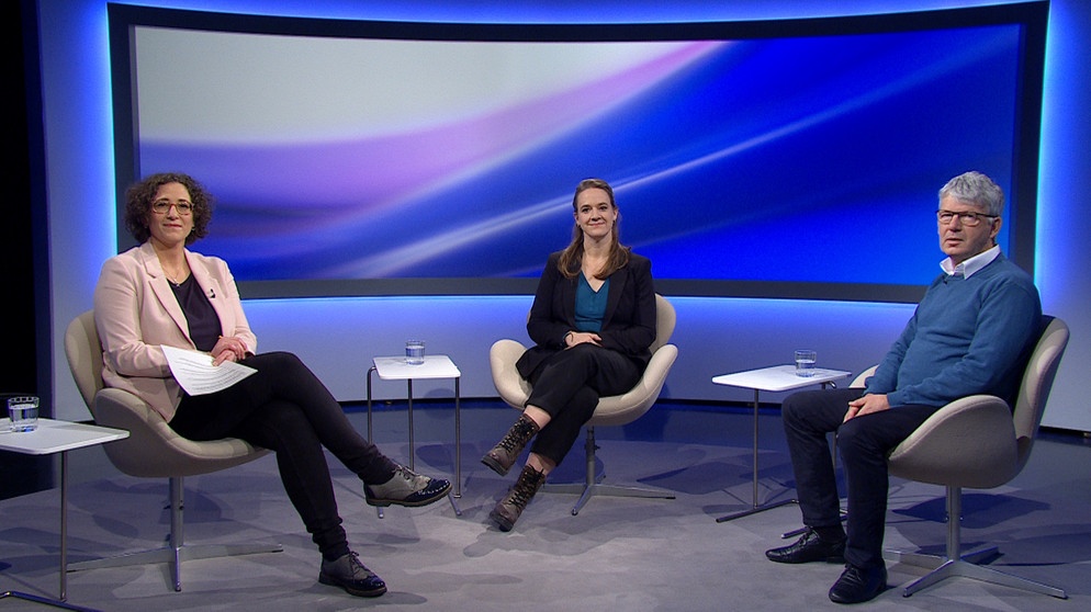 Eva Lell; Lea Dohm, Psychologische Psychotherapeutin, Deutsche Allianz Klimawandel und Gesundheit (KLUG); Prof. Dr. Stephan Böse-O’Reilly, Global Environmental Health am LMU Klinikum München. | Bildquelle: BR