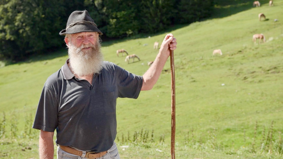 Prachtvolle Naturlandschaft und eindrucksvolle Berge. Engstens mit der Region verknüpft, pflegt der Fohlenhof Ebbs mit der Aufzucht und der Hege des unter Pferdefreunden sehr beliebten Haflingers alte Traditionen. Auf einer gestüteigenen Alm sommern die Junghengste und werden entsprechend gehegt. Im Bild: Hans Alminger. | Bildquelle: ORF/Papke Film