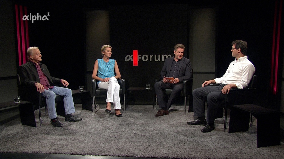 Von links: Gerhard Brandstätter, Stefanie Gräfin von Pfuel, Moderator Markus Kampp und Sebastian Haury. | Bildquelle: Honorarfrei lediglich für Ankündigungen und Veröffentlichungen im Zusammenhang mit obiger BR-Sendung bei Nennung: "Bild: BR". Nutzung im Social Media-Bereich sowie inhaltlich andere Verwendungen nur nach vorheriger schriftlicher Vereinbarung mit dem BR-Bildmanagement, Tel. 089 / 5900 10580, Fax 089 / 5900 10585, Mail Bildmanagement@br.de