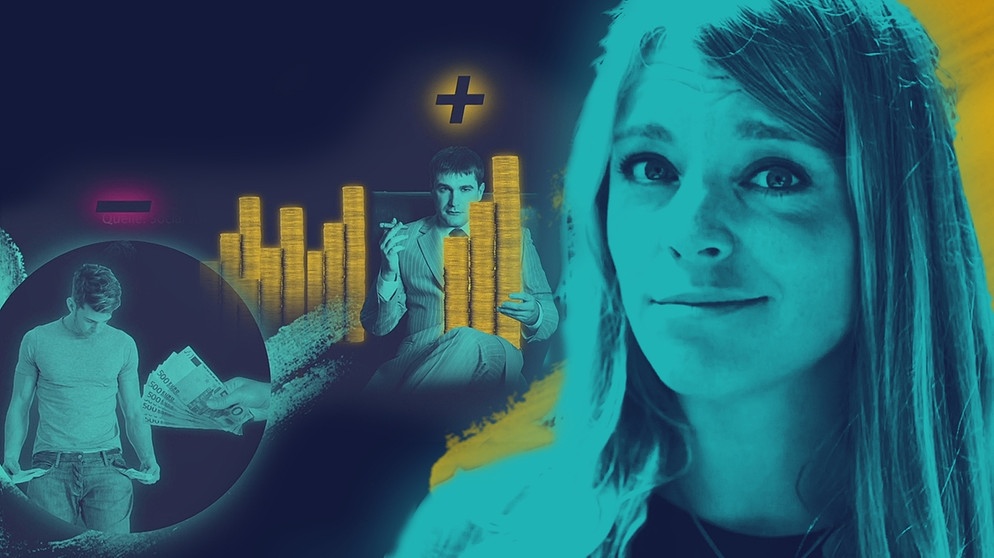 Moderatorin Sabine Pusch und Grafik, symbolisch für Arm und Reich. | Bildquelle: BR, colourbox.com; Montage: BR