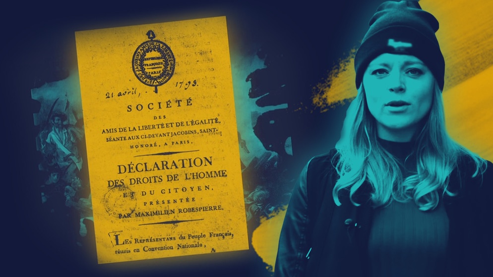 Moderatorin Sabine Pusch, Erklärung der Menschenrechte von 1798 | Bildquelle: BR, picture-alliance/dpa