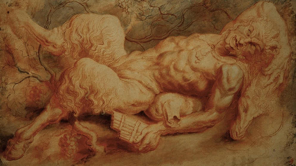Kreide, laviert, auf Papier von Peter Paul Rubens,  um 1605/08: "Ruhender Pan" | Bildquelle: picture-alliance/dpa