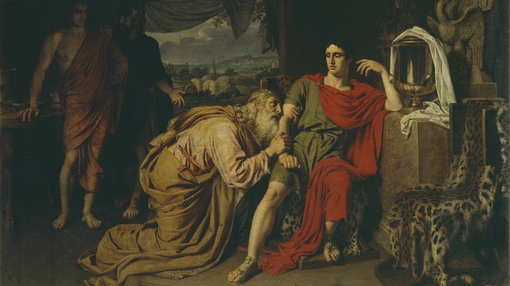 Gemälde von Alexander Andrejewitsch Iwanow, 1824 "Priamus bittet Achill um die Herausgabe des Leichnams seines Sohnes Hektor". | Bildquelle: picture-alliance/dpa