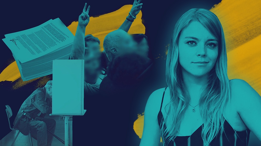 Respekt: "Bewegung von unten – neue Formen von Demokratie?" - Stapel mit Petitionen, Demonstranten, Mann in Wahlkabine, Moderatorin Sabine Pusch | Bildquelle: BR, picture-alliance/dpa; Montage: BR