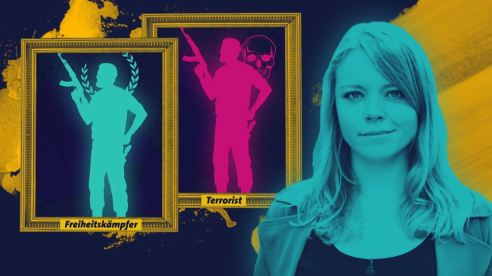Moderatorin Sabine Pusch, ein Framing-Beispiel "Freiheitskämpfer" oder "Terrorist" | Bildquelle: BR, colourbox.com; Montage: BR