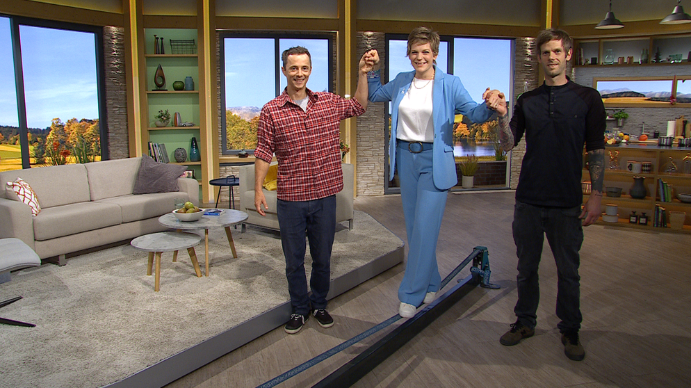 Slackliner Friedi Kühne, Sandra Bouscarrut und Christian Sauer | Bildquelle: BR