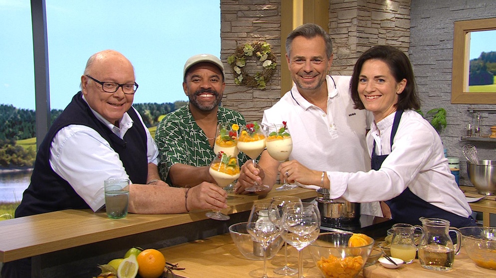 Andreas Modery, Simon Pearce, Moderator Michael Sporer und Franziska Schweiger | Bildquelle: Wir in Bayern