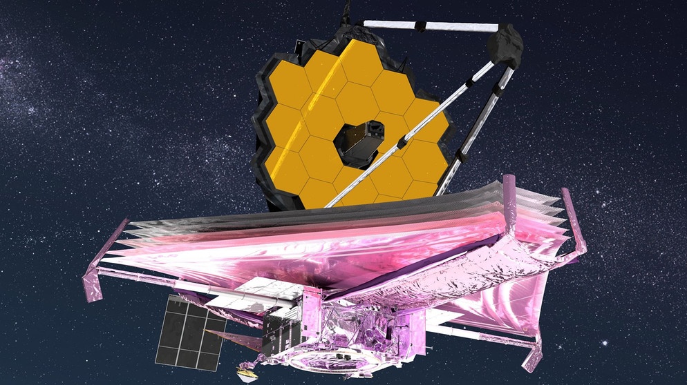 Illustration: Das James-Webb-Weltraumteleskop. | Bildquelle: NASA/GSFC/CIL/Adriana Manrique Gutierrez/Adriana Manrique Gutierrez