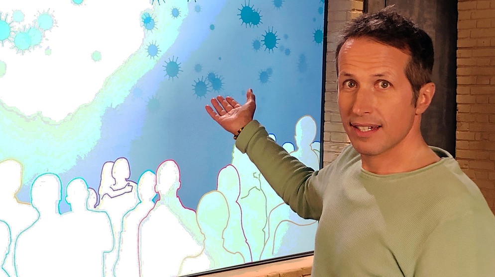 "Gut zu wissen"-Moderator Willi Weitzel fragt nach, ob Raumluftfilter im Restaurant die Ansteckung vermeiden können.  | Bildquelle: BR/Gut zu wissen