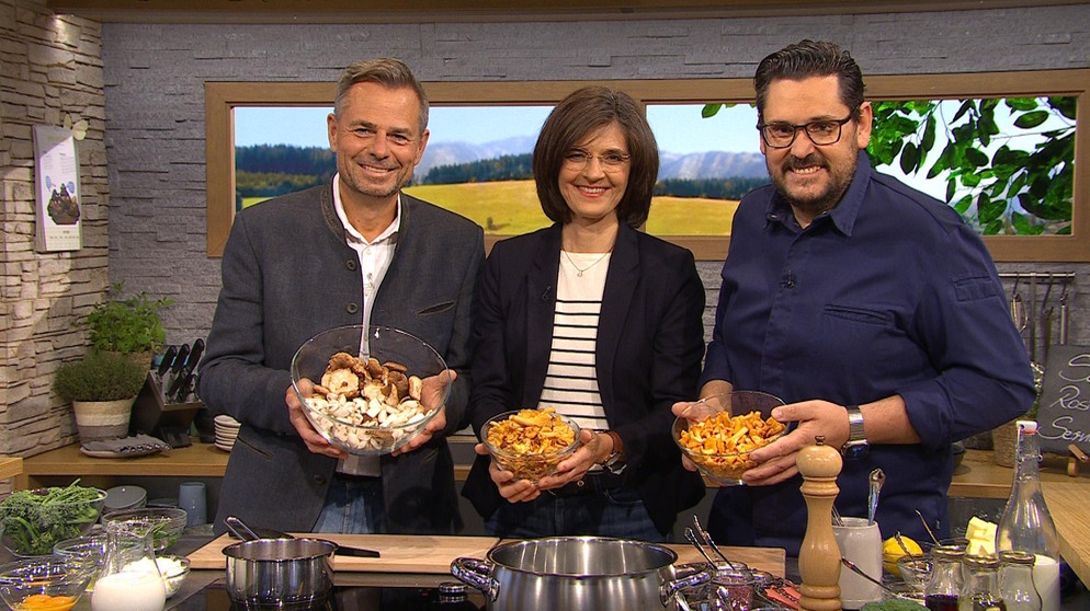 Moderator Michael Sporer, Ernährungsexpertin Jutta Löbert und Koch Alexander Huber | Bildquelle: BR
