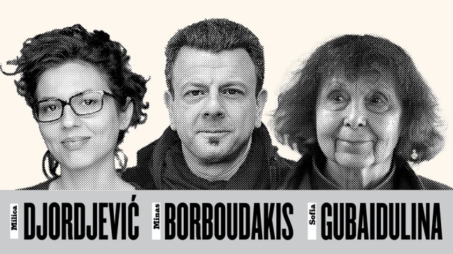 Collage aus Portraits von Milica Djordjevic, Minas Borboudakis und Sofia Gubaidulina | Bildquelle: BR/LMN-Berlin