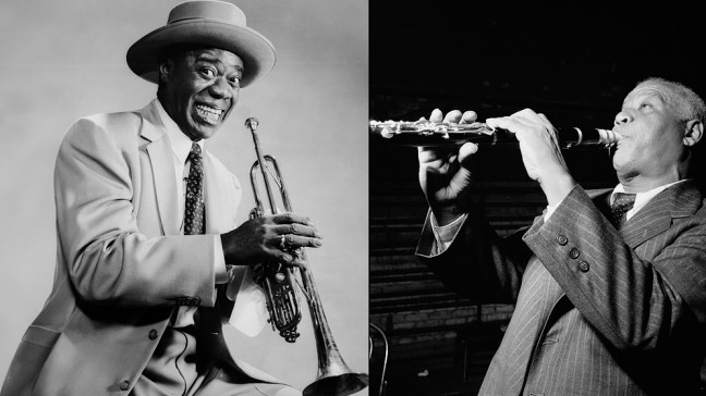 Kornettist Louis Armstrong und der Klarinettist und Sopransaxophonist Sidney Bechet | Bildquelle: picture alliance / Heritage Images | William Paul Gottlieb